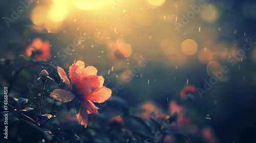 Sun-kissed petals, dew-kissed mornings, a solitary bloom against a misty backdrop, whispering the secrets of dawn.