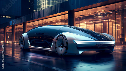 Sleek Futuristic Concept Car with Glowing Accents created with Generative AI technology