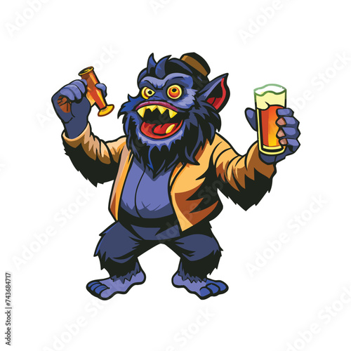 cartoon drunk man vector illustration