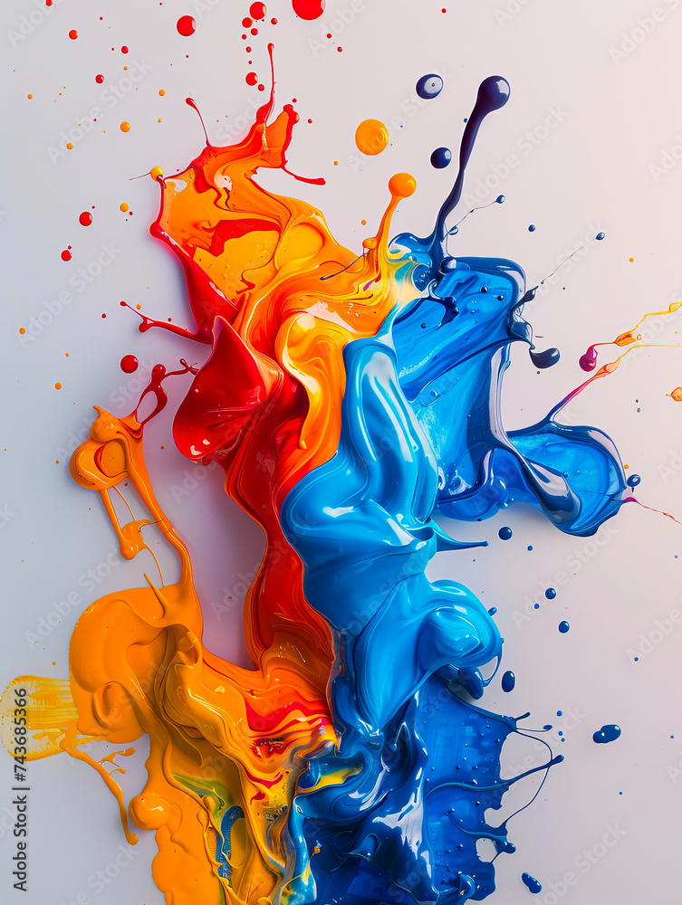 Fototapeta premium Vibrant Acrylic Paint Strokes Spectrum created with Generative AI technology