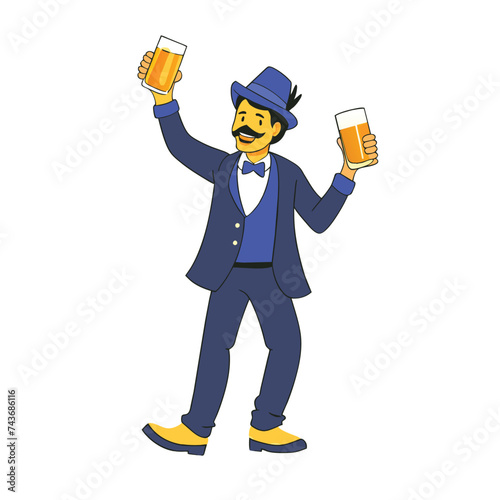 cartoon drunk man vector illustration