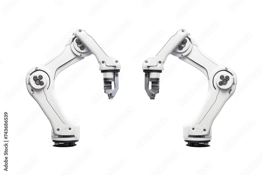 Obraz premium robotic arm welding isolated on white.
