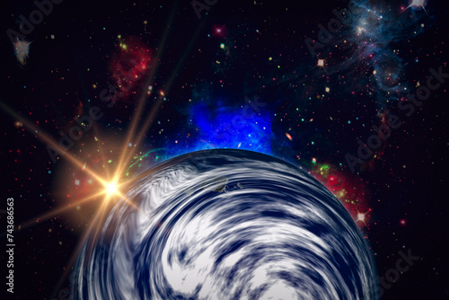 Earth sunrise. The elements of this image furnished by NASA.