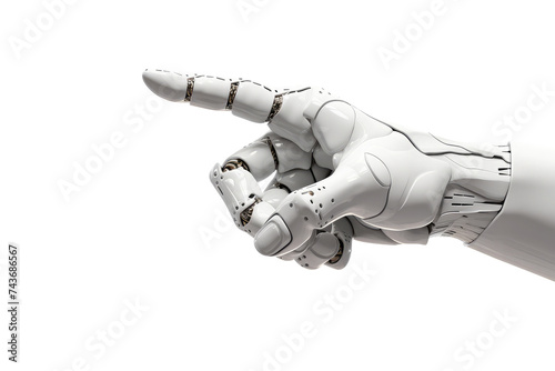 robotic hand pointing isolated on white