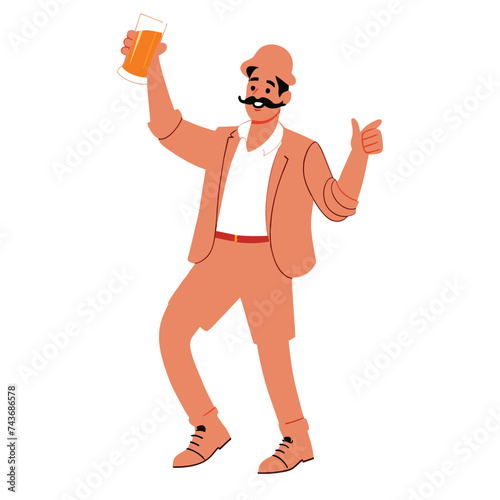 cartoon drunk man vector illustration