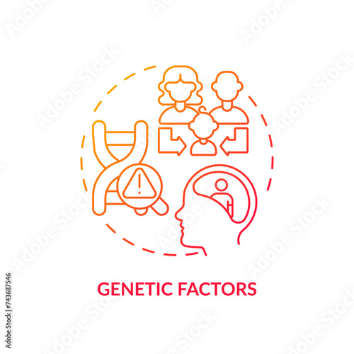 Genetic factors red gradient concept icon. Prenatal period, childbirth. Round shape line illustration. Abstract idea. Graphic design. Easy to use in infographic, presentation, brochure, booklet