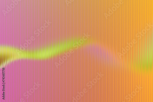 Blurry Pink and Yellow Dynamic Shapes behind Fluted Glass. 3D rendering