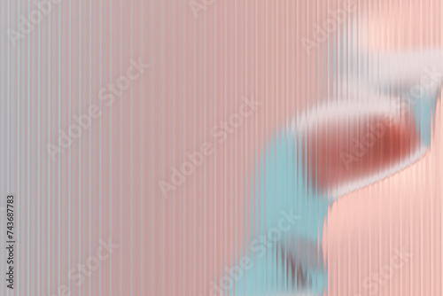 Glossy Shapes behind Fluted Glass pastel blue and Pink Background. 3d rendering