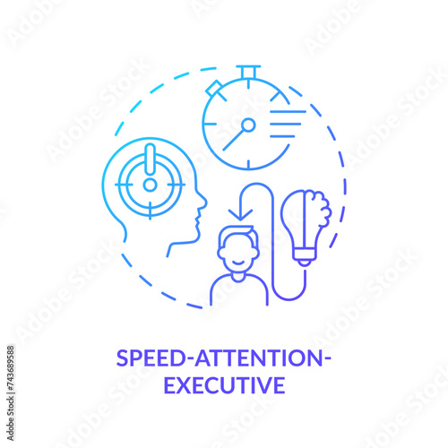 Speed-attention-executive blue gradient concept icon. Hyperactive behaviour. Round shape line illustration. Abstract idea. Graphic design. Easy to use in infographic, presentation, brochure, booklet
