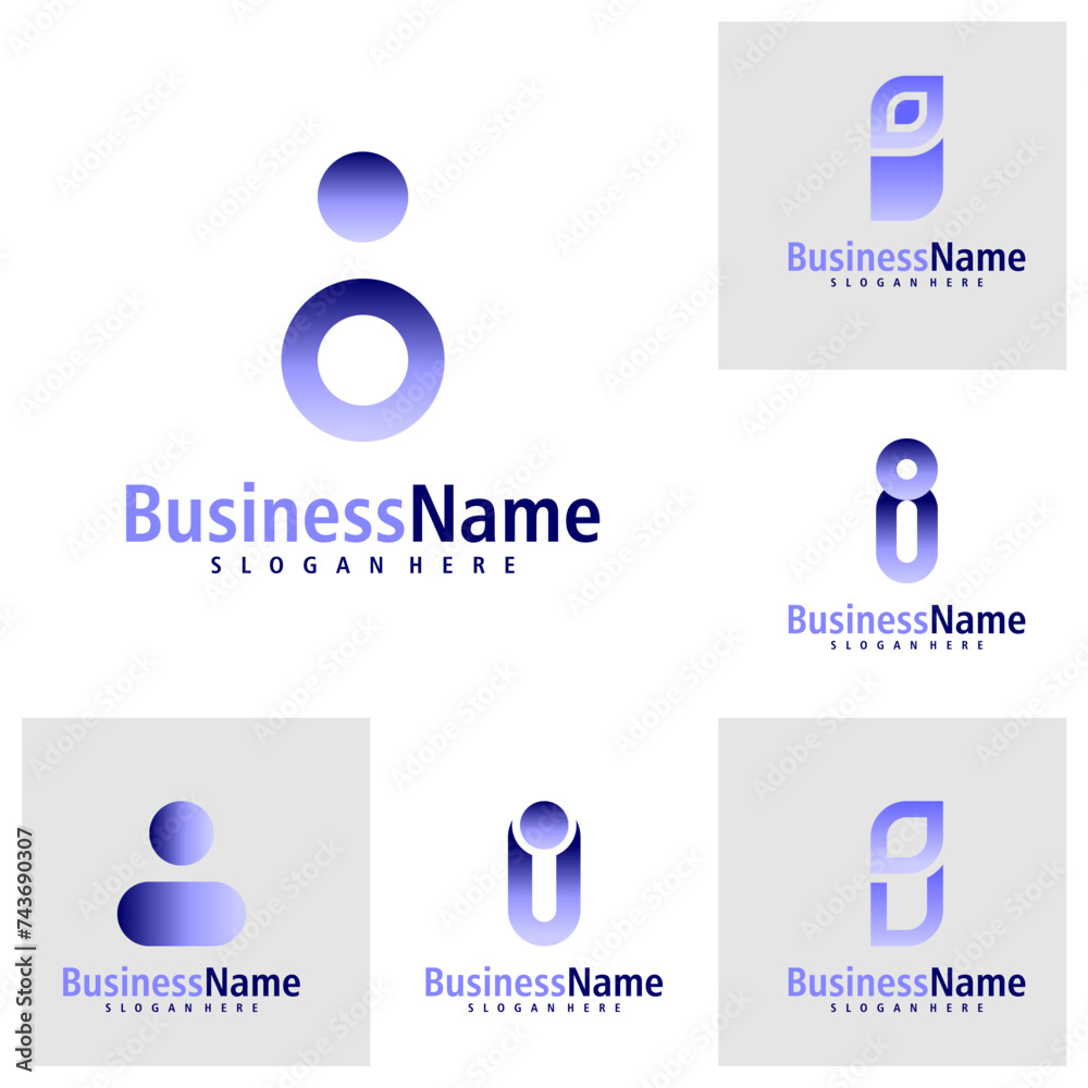 Set of People with Letter I logo design vector. Creative Initial I logo concepts template Set of People with Letter I logo design vector. Creative Initial I logo concepts template