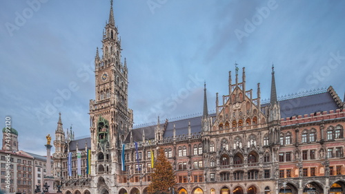 Marienplazt Old Town Square with the New Town Hall timelapse hyperlapse. Bavaria, Germany photo