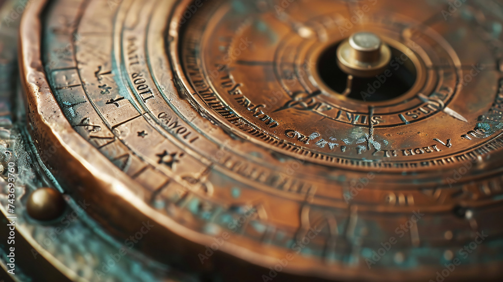 Ornate vintage compass with intricate details.