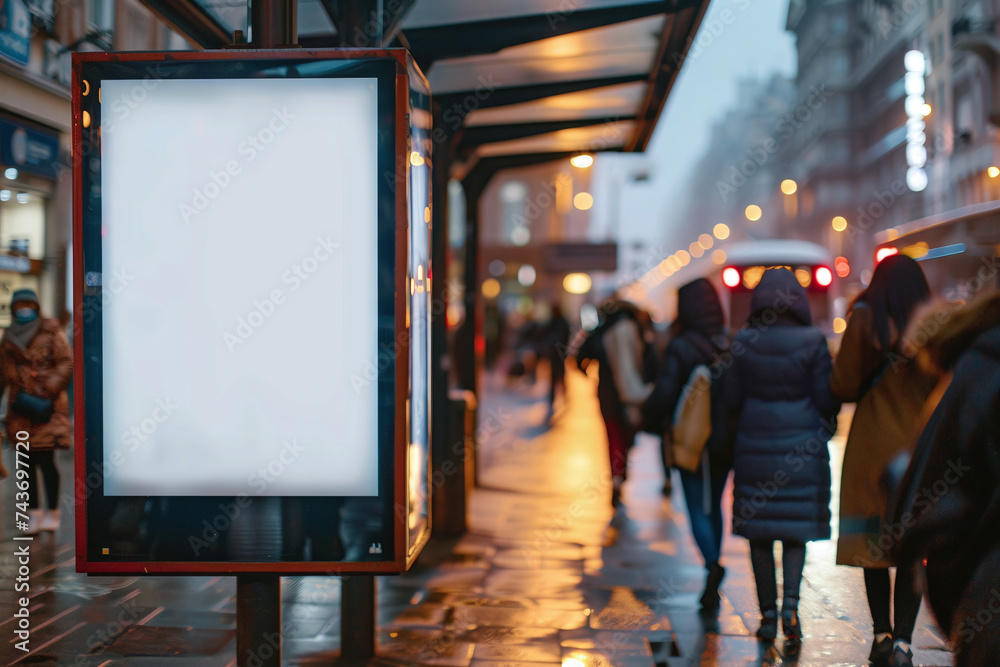 The urban evening is illuminated by a digital advertisement display. The urban evening is illuminated by a digital advertisement display.