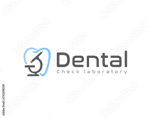 dental with microscope laboratory line art logo icon symbol design template illustration inspiration