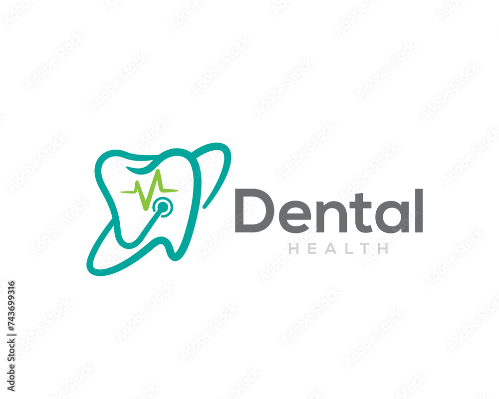 line art dental solution with pulse logo icon symbol design template illustration inspiration line art dental solution with pulse logo icon symbol design template illustration inspiration