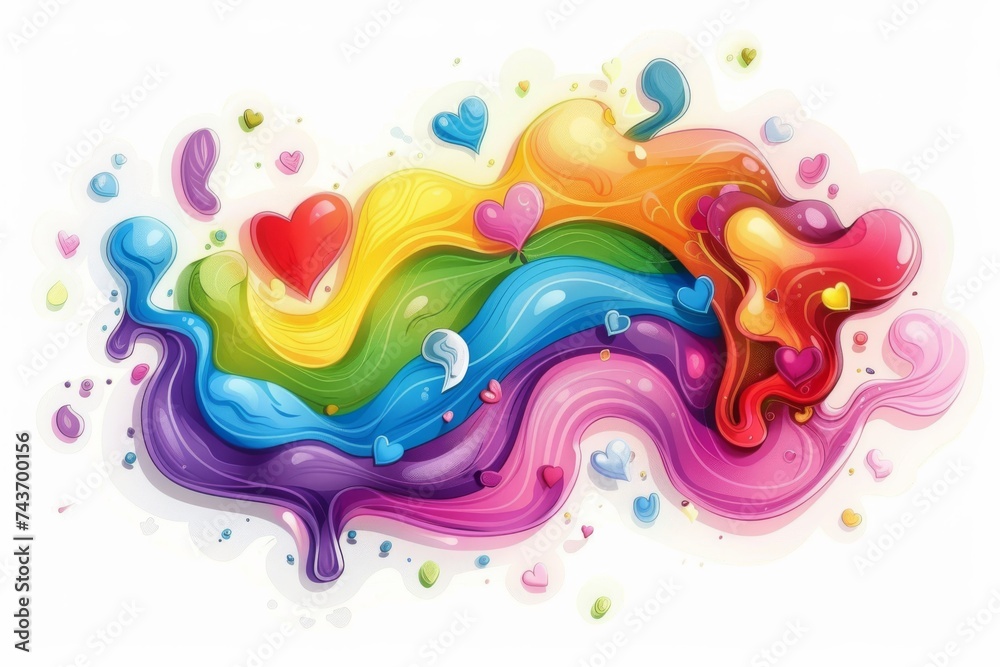 Naklejka premium LGBTQ Pride contentment. Rainbow multiracial colorful interfuse diversity Flag. Gradient motley colored collection LGBT rights parade festival olive diverse gender illustration