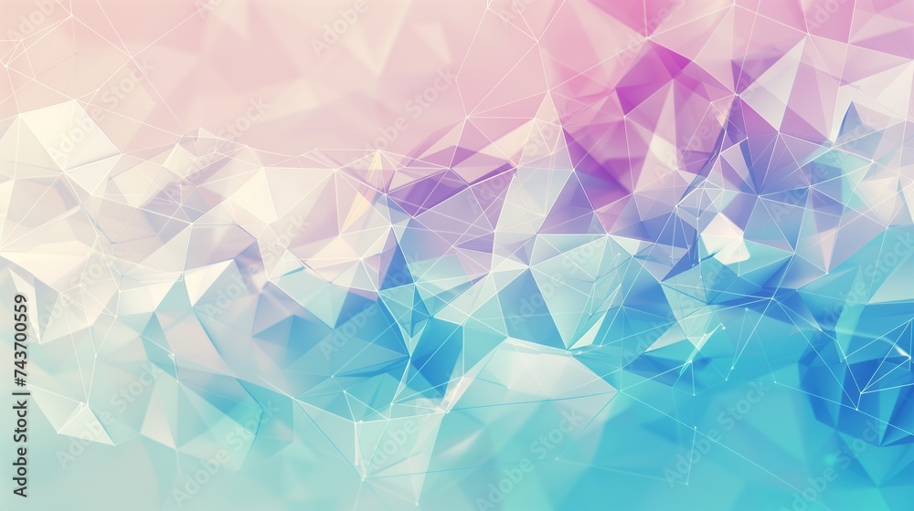 High Tech Polygon Wallpaper in Soft Gradients, Translucent Layers, Human Connections, Dynamic Color Combinations, Abstract Lines, Line and Dot Work, Sky-Blue 