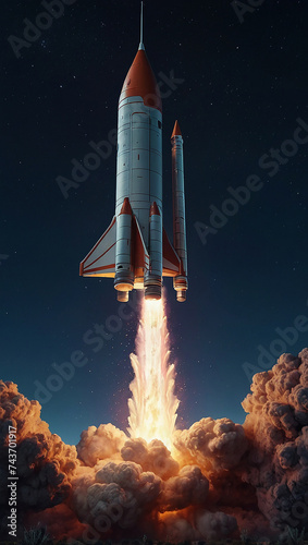 A Rocket ship taking off  startup concept  generated by AI.
