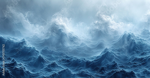 Wavy sea background for graphics use. Created with Ai photo
