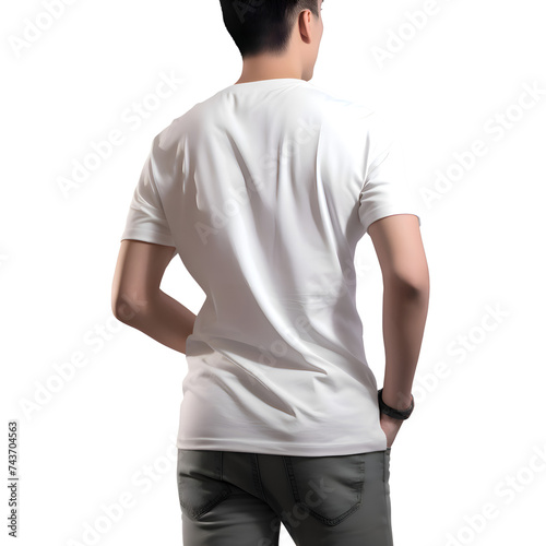 Man in blank white t shirt with clipping path on white background