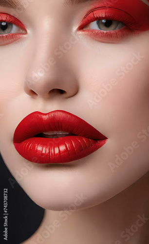 Woman with lipstick  Russian Red 