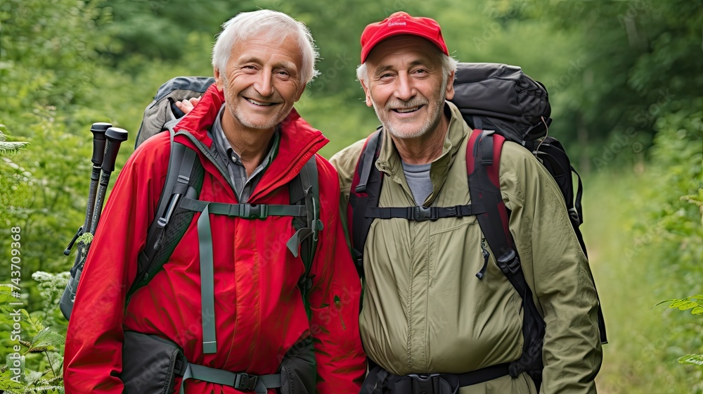 These two wise wanderers, their backpacks filled with memories, explore the wilderness with radiant smiles. Their journey is a celebration of friendship and a testament to the enduring spirit of These two wise wanderers, their backpacks filled with memories, explore the wilderness with radiant smiles. Their journey is a celebration of friendship and a testament to the enduring spirit of