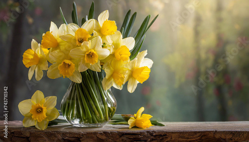 Narcyzy, piękne żółte wiosenne kwiaty. Bukiet kwiatów © Iwona