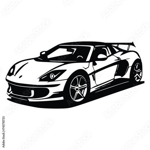 Black and white vector illustration of car