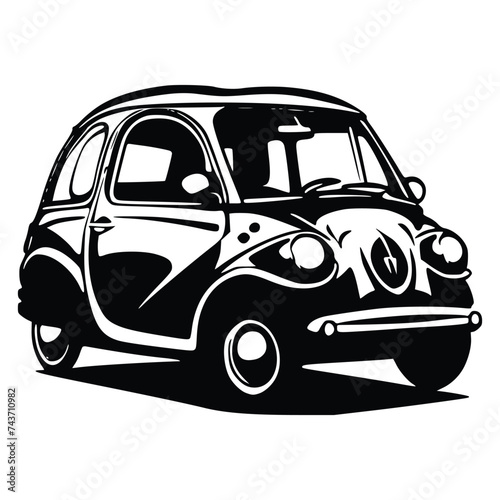 Black and white vector illustration of car