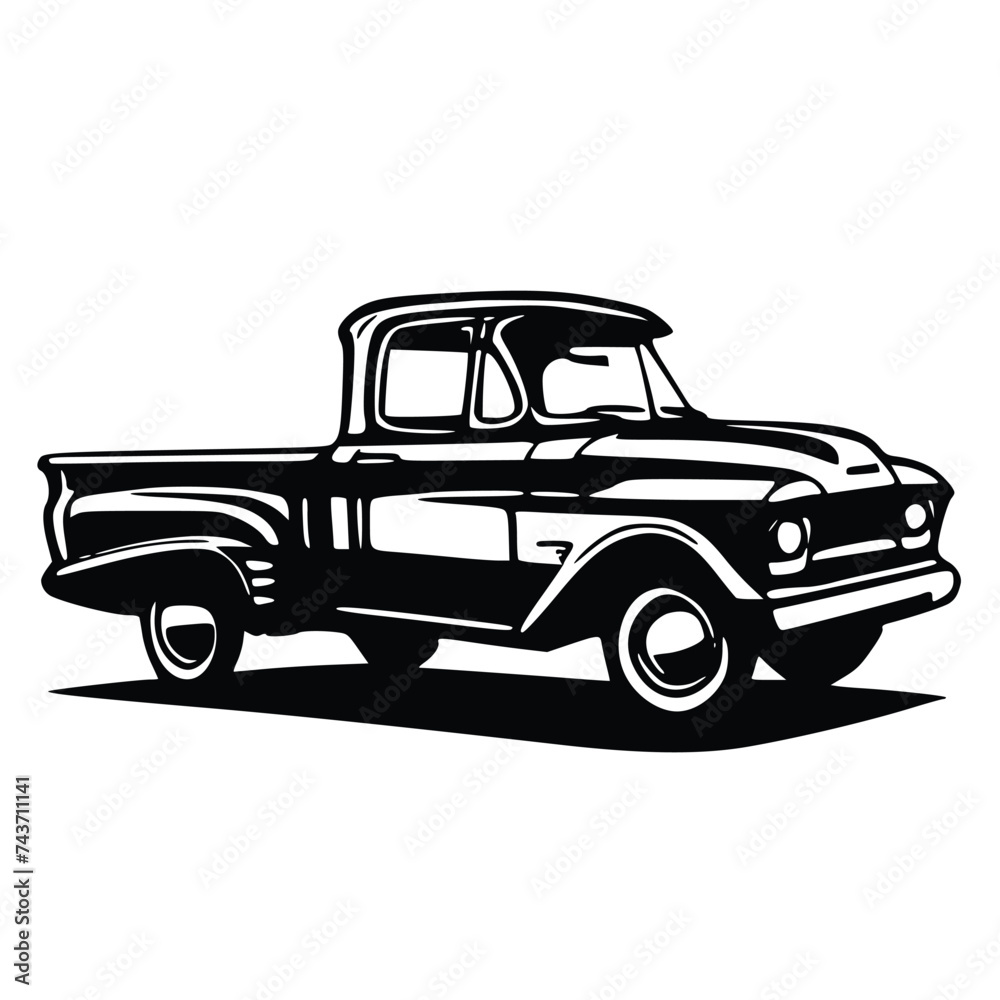 Black and white vector illustration of car