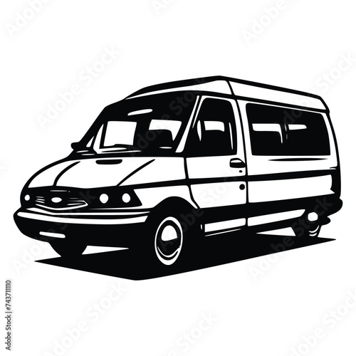 Black and white vector illustration of car