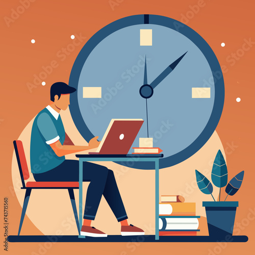 A clock ticking away the hours of study. vektor illustation