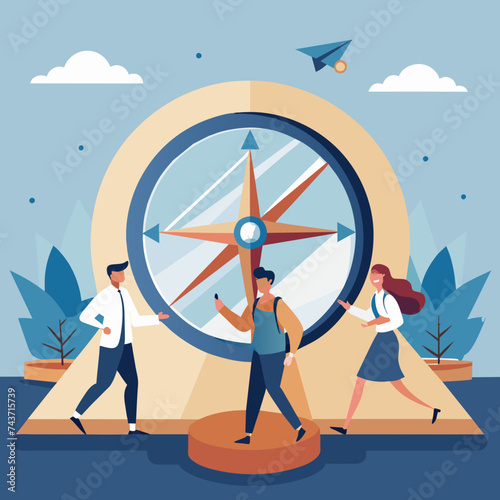 A compass guiding students through the sea of knowledge. vektor illustation