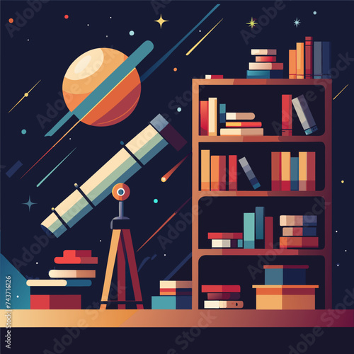 A bookshelf filled with colorful books of various sizes. vektor illustation