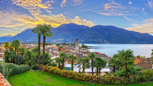 Ascona, Switzerland Townscape on the shores of Lake Maggior photo