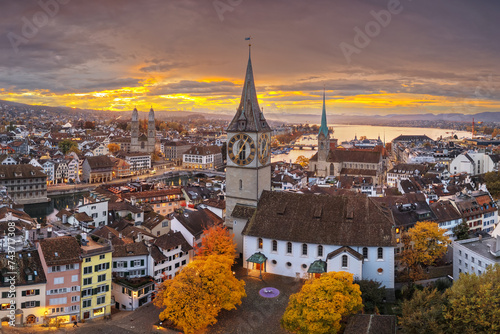 Zurich, Switzerland old town skyline over the Limmat River
