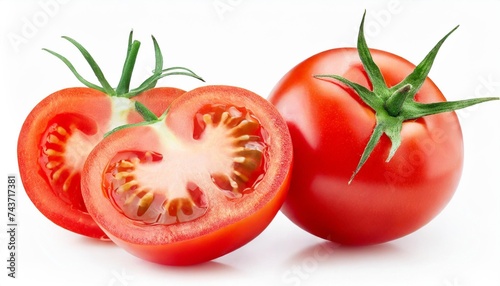 tomato isolated tomato whole half and slice on white background tomatoes with clipping path