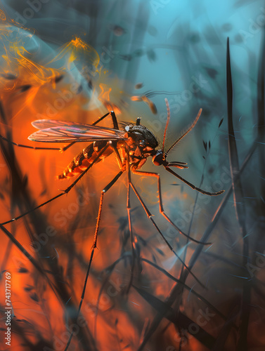 Macro photo shot of a mosquito with a blurred background  Close up  macro lens photography