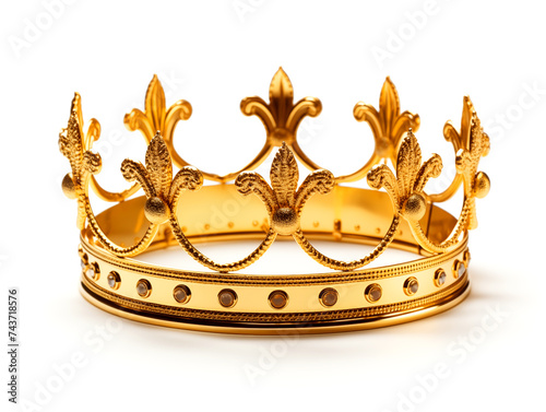 The royal crown of gold. Royal gold crown shining images on a white background 