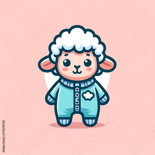 flat vector logo of a cute sheep  © ShaikhMuhammad