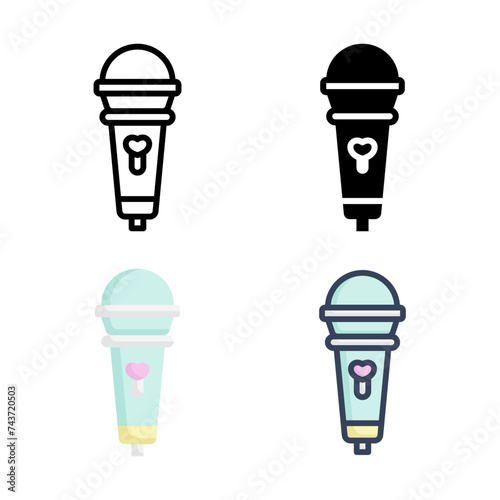 Microphone icon set style collection in line, solid, flat, flat line style on white background