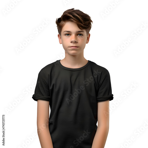 3D rendering of a teenager boy with a serious expression isolated on white background
