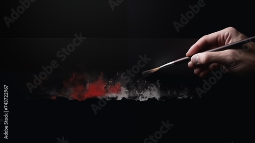 Painting Black Brush Grunge background for titles or sign on black background