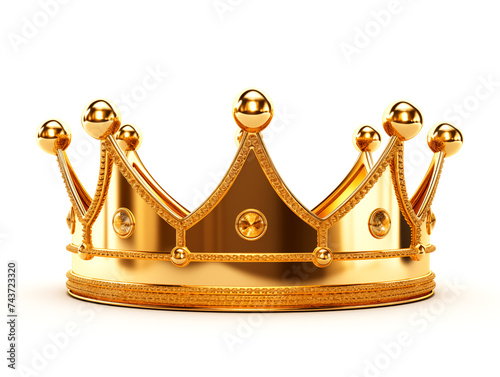 Golden Crown on White Background 