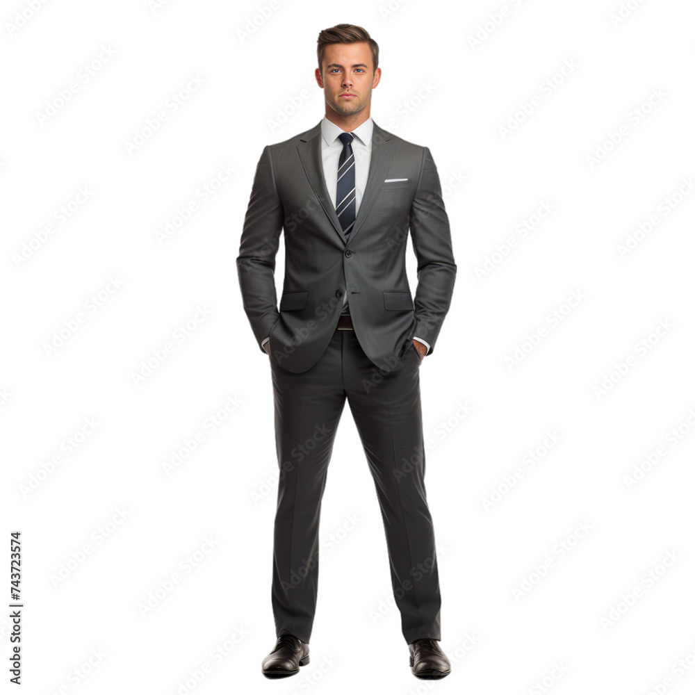 Suave photograph of a well-dressed professional standing isolated on white background Suave photograph of a well-dressed professional standing isolated on white background
