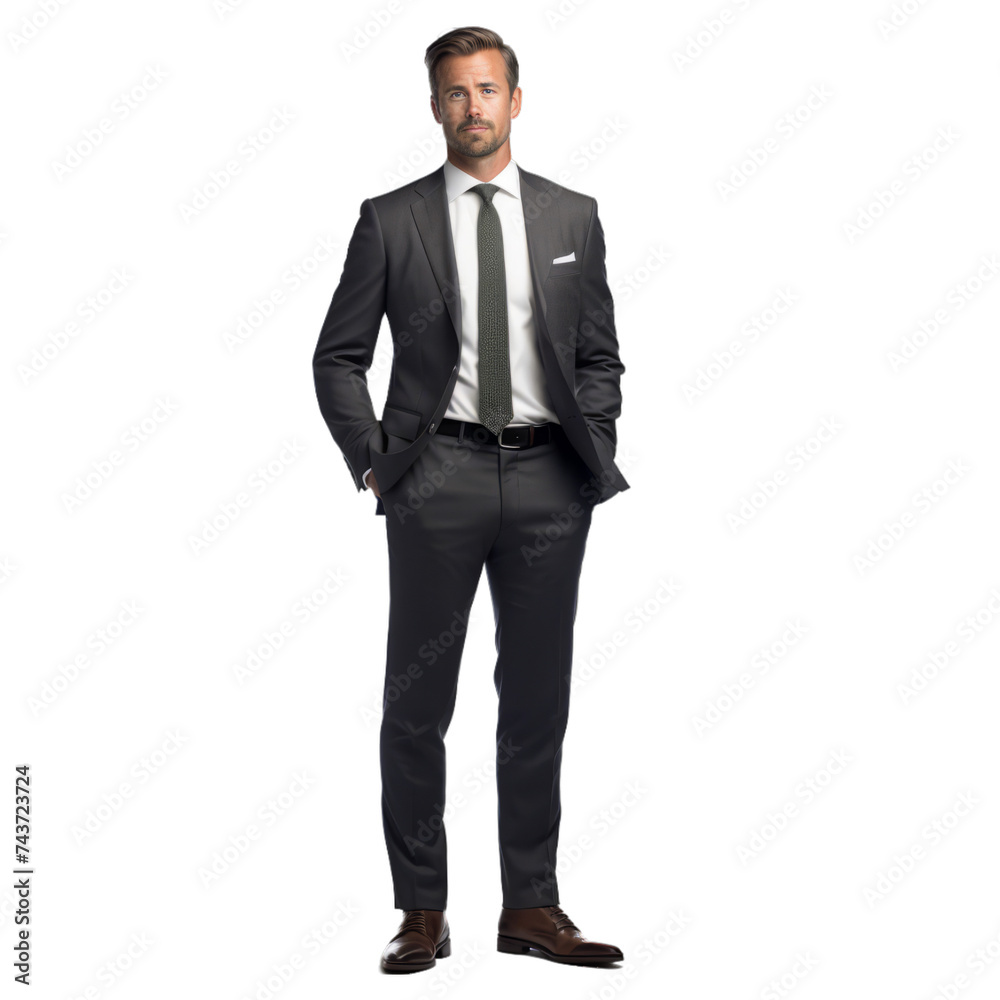 Suave photograph of a well-dressed professional standing isolated on white background Suave photograph of a well-dressed professional standing isolated on white background