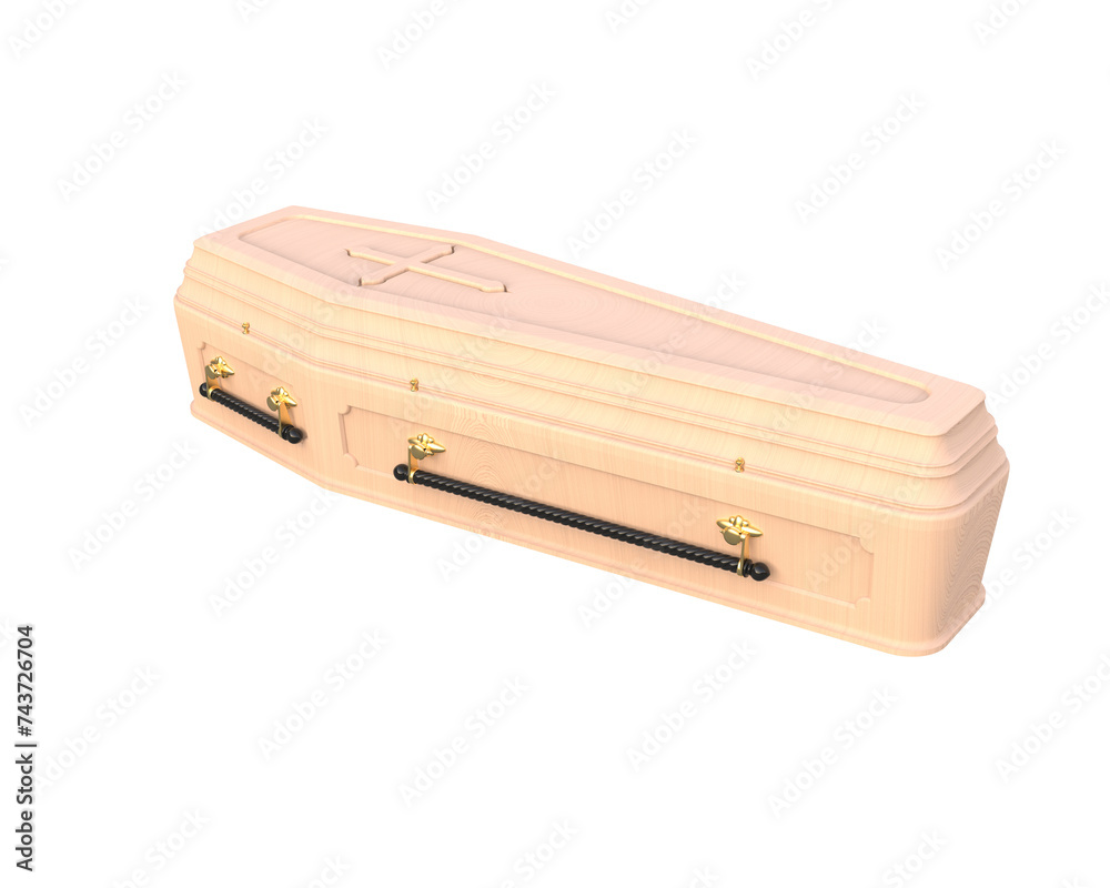 Coffin isolated on background. 3d rendering - illustration Coffin isolated on background. 3d rendering - illustration