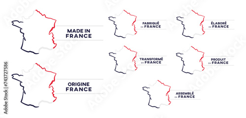 Label / étiquette "Fabriqué en France " - " Transformé en France "