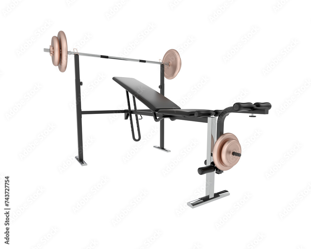 Gym equipment isolated on background. 3d rendering - illustration Gym equipment isolated on background. 3d rendering - illustration