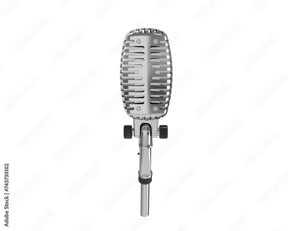 Microphone isolated on background. 3d rendering - illustration Microphone isolated on background. 3d rendering - illustration